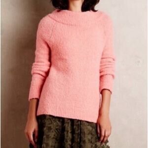 Anthropologie Moth Pink Wide Neck Sweater